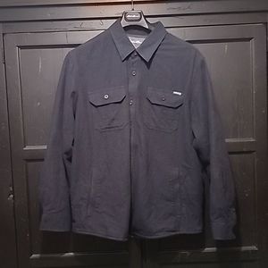 Eddie Bauer XXL Fleece Lined Button Down Shirt Dark Blue